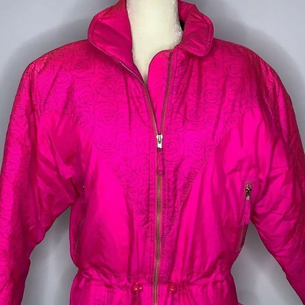 Vintage Edelweiss Ski Snow Jacket M Pink Floral